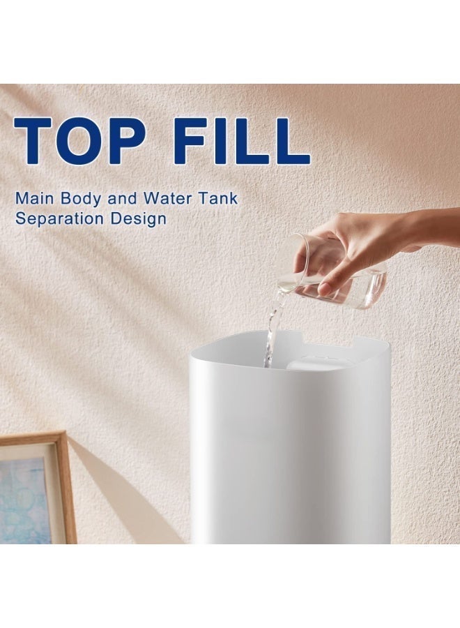 ET-LIFE Humidifier Large Room, 9L Air Humidifier Large Room with Essential Oil Diffuser, Top Fill Cool Mist Humidifier for Home Bedroom Baby Nursery Whole House Office Plant (White) - Image 4